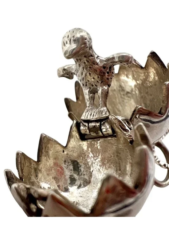 Sterling Silver Hinged Egg Pendant with Hidden Chick Necklace 24" 925 Chain - Picture 10 of 13